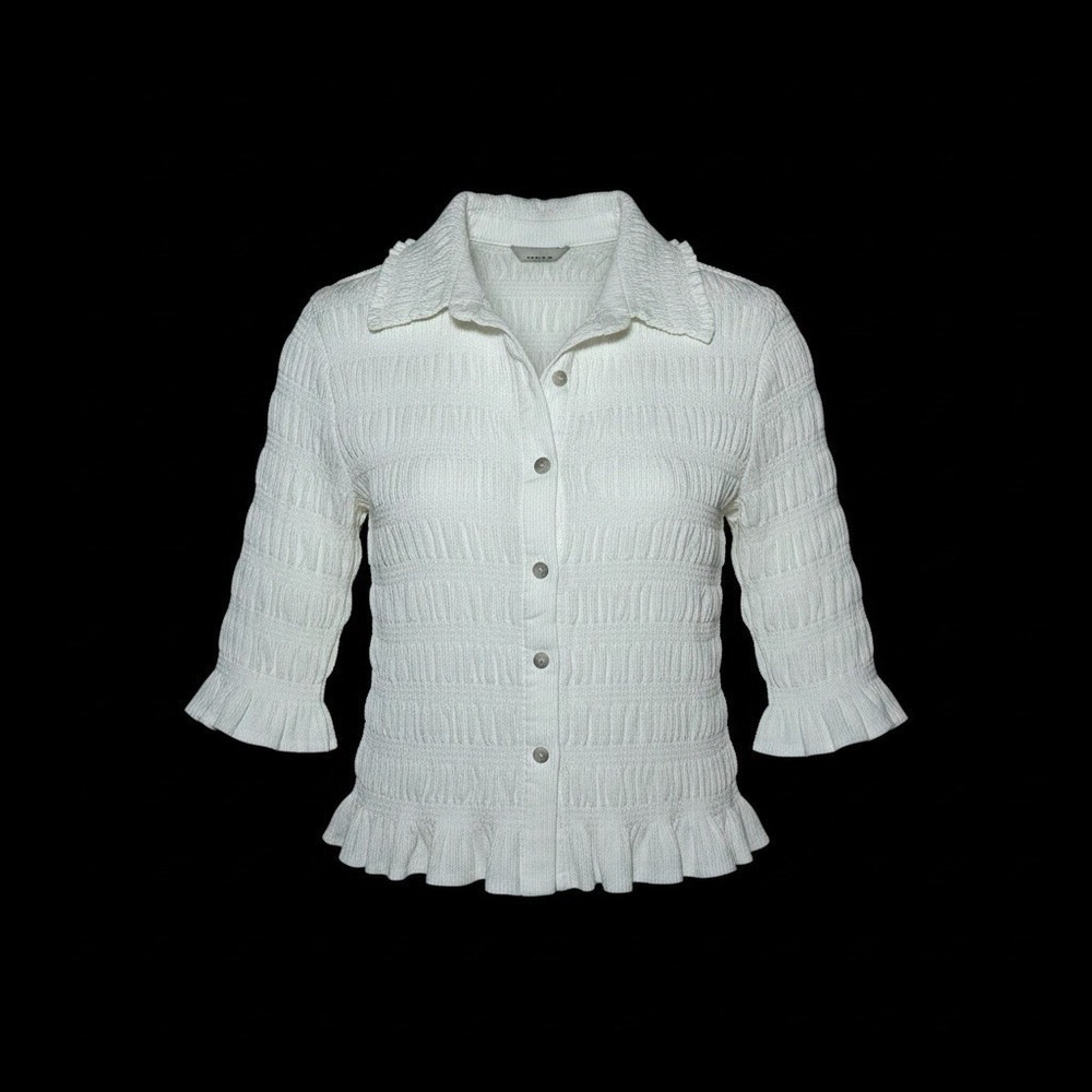 MAEVE By Anthropologie Smocked Button-Front Top Women's Size S White